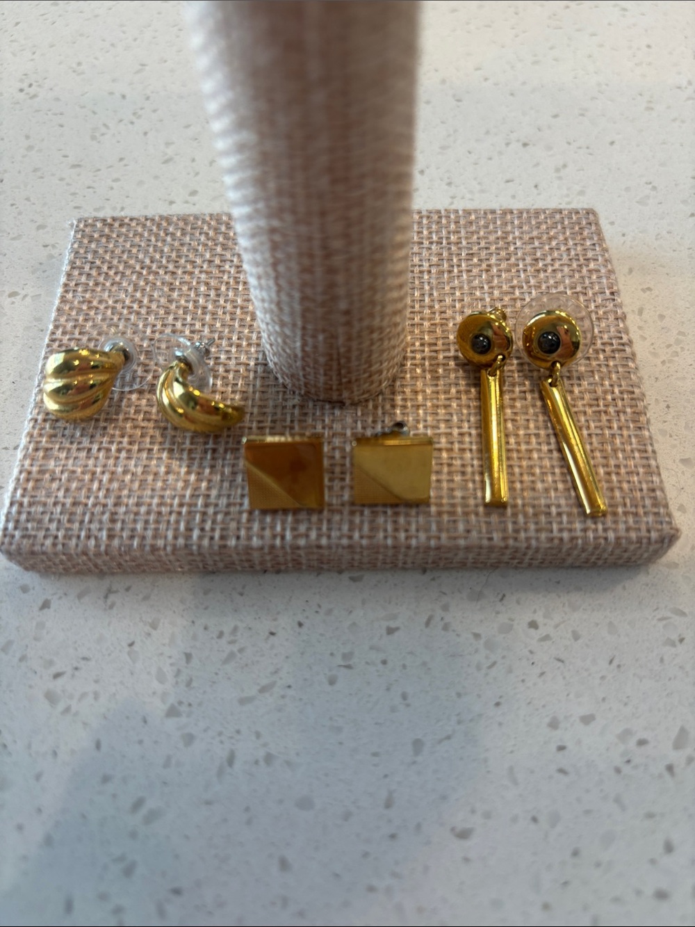 Vintage Gold Tone Statement Earrings Mixed Lot - 3 Pairs